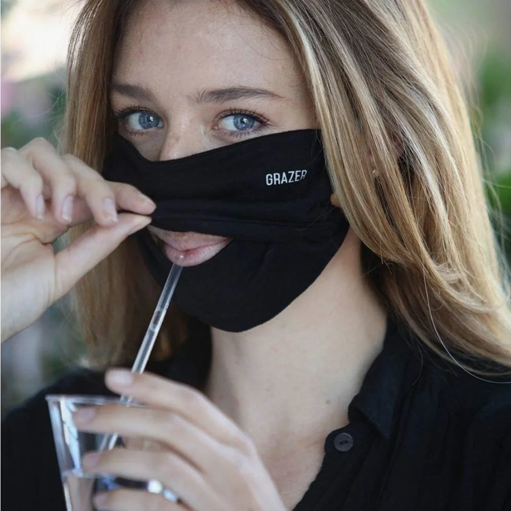 PJ Harlow Black Grazer Masks with Ear Loops, NEW, Reusable, Set Of 2
